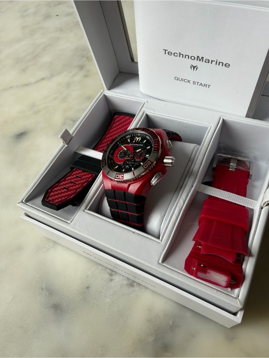 Technomarine Other - Technomarine Men’s Red and Black Sport Chronograph Watch with Extra Straps